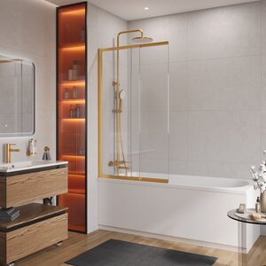 Изображение товара Шторка для ванны Cezares SLIDER-FIX-VF-11-90/150-C-BORO, 90 х 150 см, стекло прозрачное, профиль брашированное золото