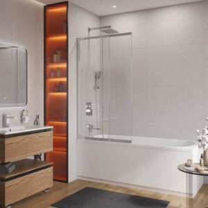 Изображение товара Шторка для ванны Cezares SLIDER-FIX-VF-11-90/150-C-Cr, 90 х 150 см, стекло прозрачное, профиль хром
