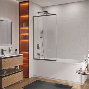 Изображение товара Шторка для ванны Cezares SLIDER-FIX-VF-11-90/150-C-GM 90х150 см стекло прозрачное алюминий