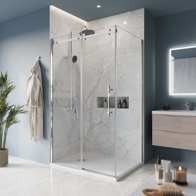 Изображение товара Душевой уголок BelBagno MARINO-AH-1 110x90 см прозрачное стекло хром профиль