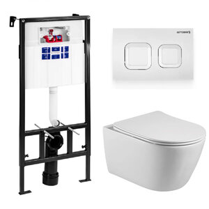 Изображение товара Инсталляция Bettoserb Sava Fix Slim с безободковым унитазом Aquatek Бетта белый