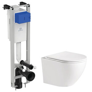 Изображение товара Инсталляция Ideal Standard с безободковым унитазом BelBagno, сиденье микролифт, E233267/BB046CHR/BB2111SC