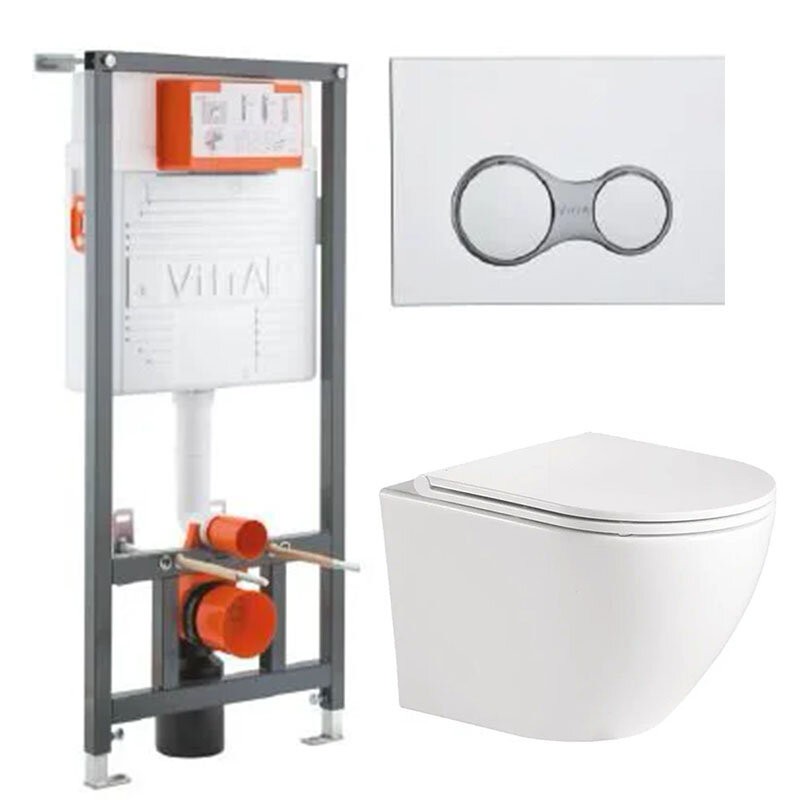 Изображение товара Инсталляция Vitra Rapid с безободковым унитазом BelBagno, подвесная, белая