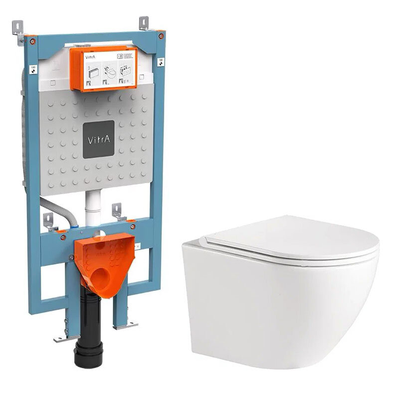 Изображение товара Инсталляция Vitra V-Fix Prime с безободковым унитазом BelBagno, сиденье микролифт, 768-5800-01/BB046CHR/BB2111SC
