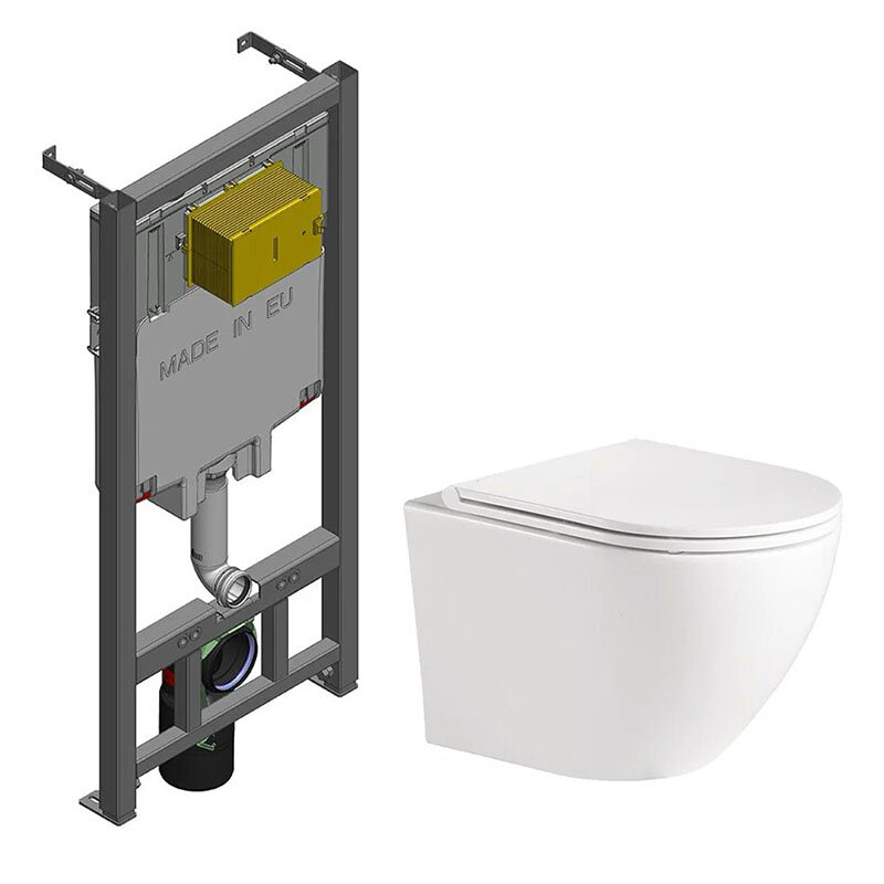 Изображение товара Инсталляция Jacob Delafon с безободковым унитазом BelBagno и сиденьем микролифт