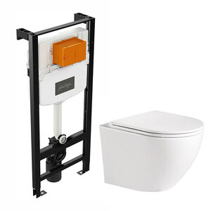 Изображение товара Инсталляция Jacob Delafon с безободковым унитазом BelBagno, сиденье микролифт, E24156-NF/BB046CHR/BB2111SC