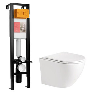 Изображение товара Инсталляция Jacob Delafon с безободковым унитазом BelBagno, сиденье микролифт, E33130RU-NF/BB046CHR/BB2111SC