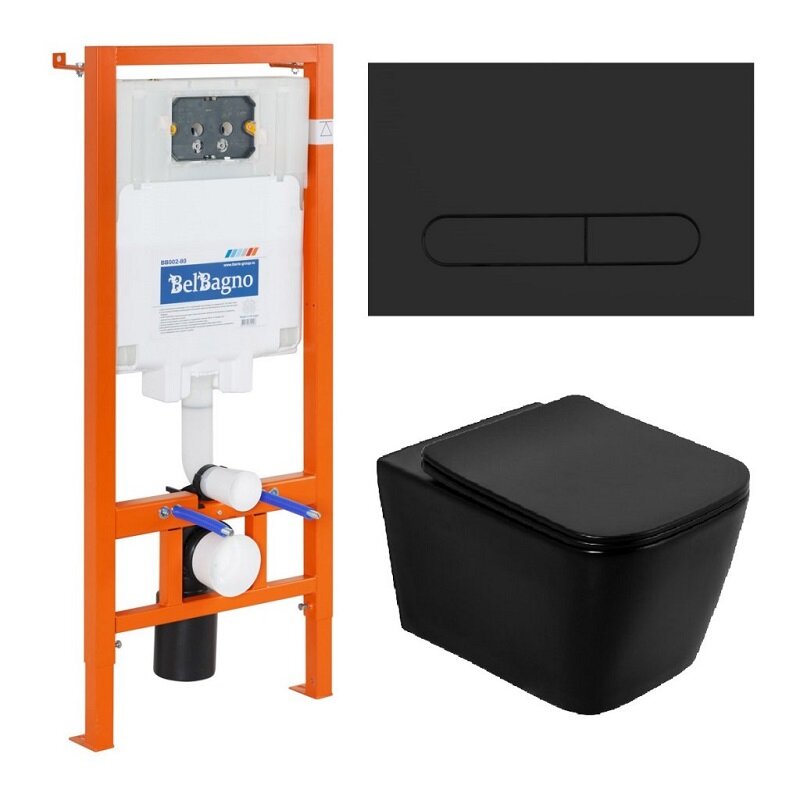 Изображение товара Инсталляция BelBagno для подвесного унитаза с комплектом и кнопкой смыва