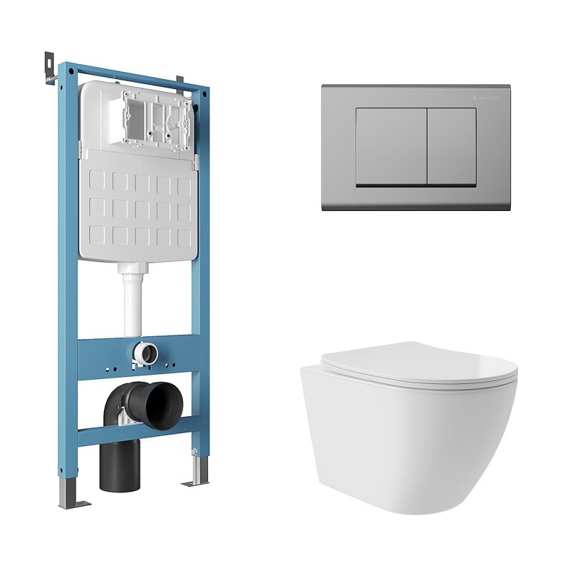 Изображение товара Безободковый подвесной унитаз Aqueduto Ovo Plus с инсталляцией Tecnica Novo