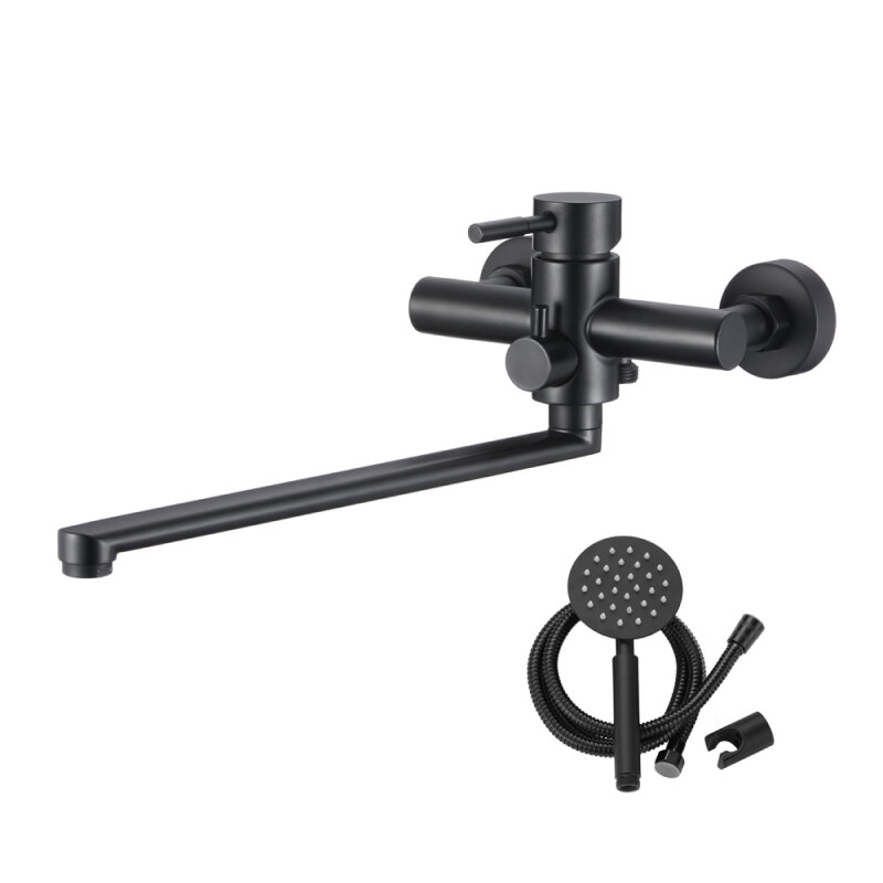 Изображение товара Смеситель Olive's Balear 13221BLB с душевым гарнитуром, черный матовый