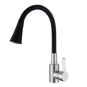 Изображение товара Смеситель для кухонной мойки РМС SUS123BL-016F, с гибким изливом, цвет черный/хром