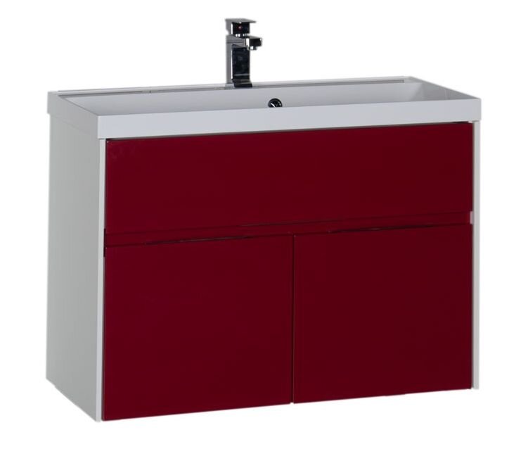 Изображение товара Подвесная тумба под раковину Aquanet Латина 90 бордо с механизмом доводчика