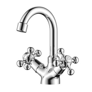 Изображение товара Смеситель для раковины Olive's Girona 01110GR хром двухзахватный с поворотным изливом