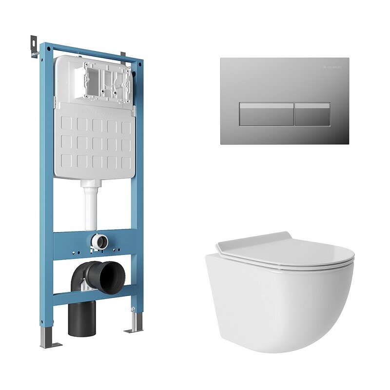 Изображение товара Безободковый унитаз Aqueduto AQDS196T с инсталляцией Tecnica Novo и системой Торнадо