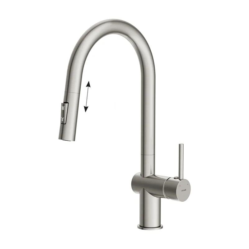 Изображение товара Смеситель для кухонной мойки Cersanit Brasko 68226, с выдвижным изливом, PVD покрытие, сатин