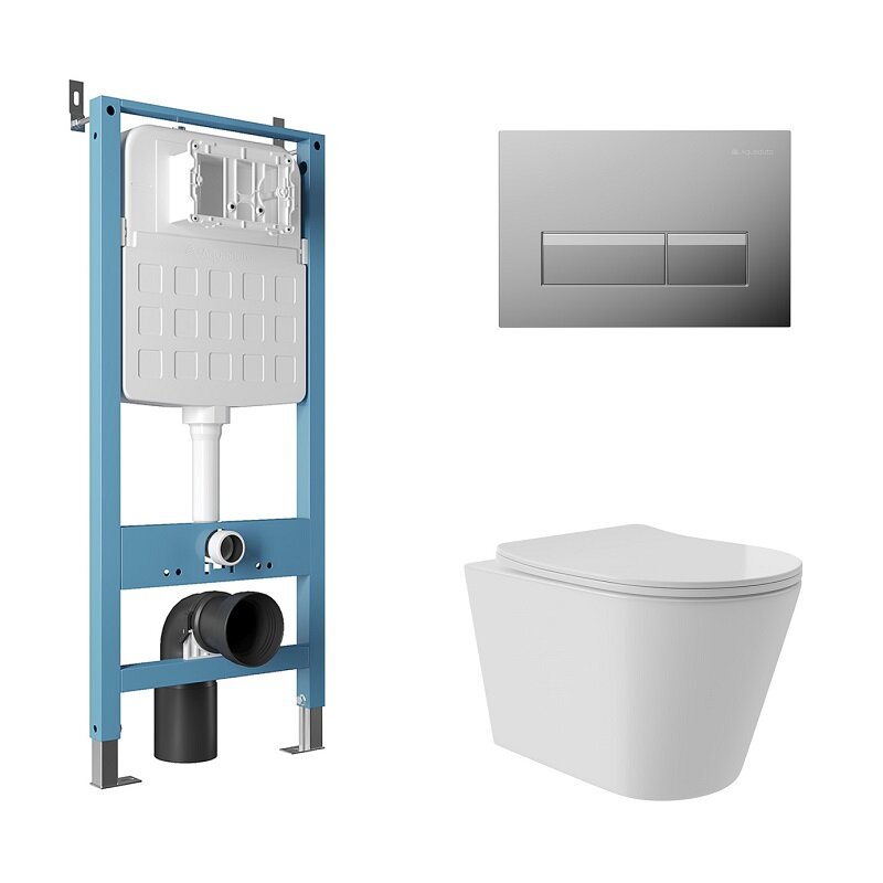 Изображение товара Безободковый унитаз Cone Plus с микролифтом и инсталляцией Aqueduto AQDS202T