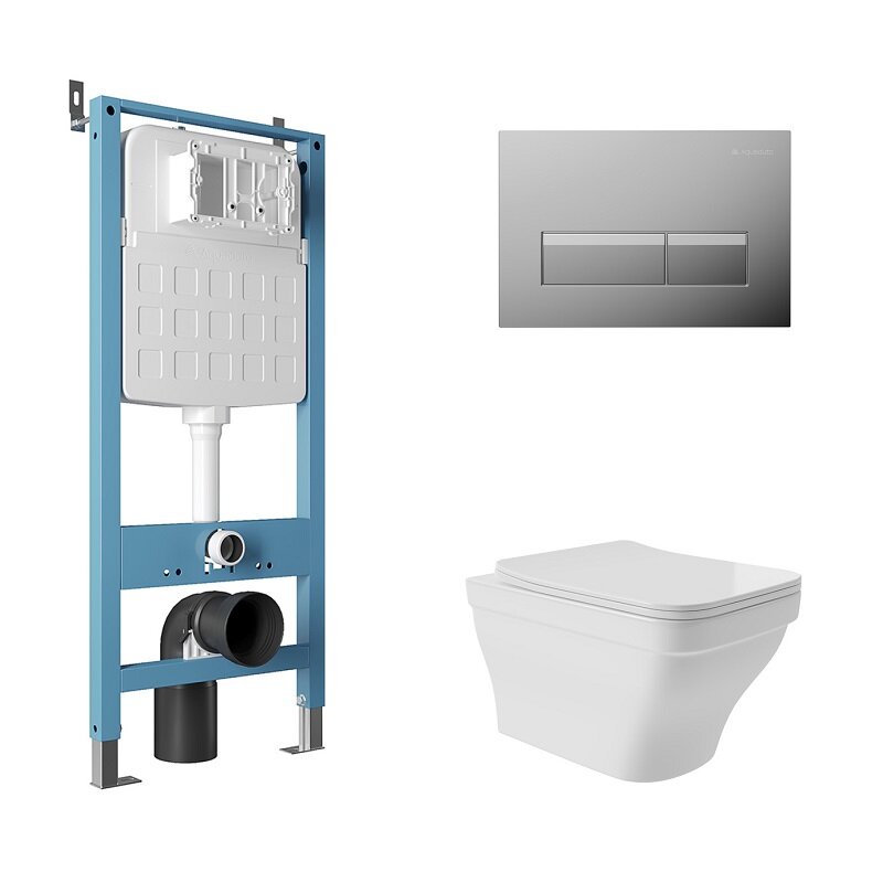 Изображение товара Комплект Aqueduto AQDS204: безободковый унитаз Esteta с инсталляцией и крышкой микролифт