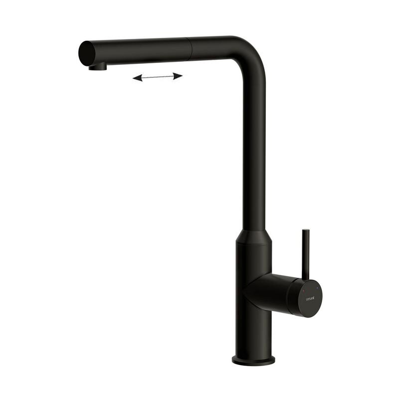 Изображение товара Смеситель для кухонной мойки Cersanit Flavis 68247 с выдвижным изливом черный матовый