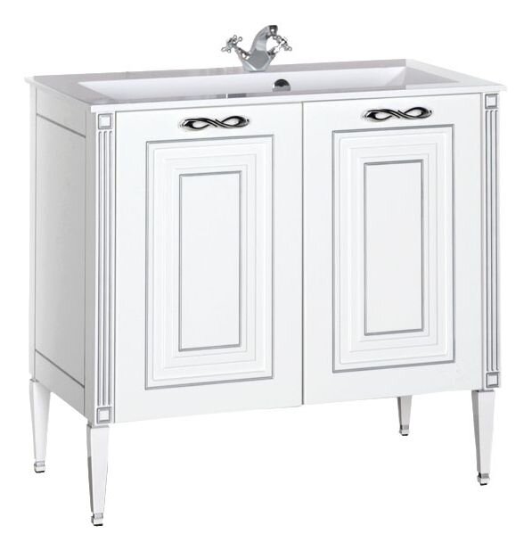 Изображение товара Тумба под раковину Aquanet Паола 90, белый патина-серебро, напольная