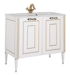 Изображение товара Тумба под раковину Aquanet Паола 90 00186116, цвет белый патина-золото