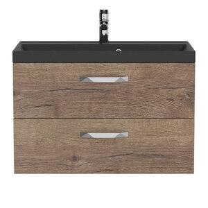 Изображение товара Тумба с раковиной BelBagno Aurora 80 см, подвесная, цвет Rovere Tabacco, Aurora-800-2C-SO-RT/BB800/450-LV-ART-AST-NERO/RS268CP.4/192 (выставочный образец, отсутствует упаковка)