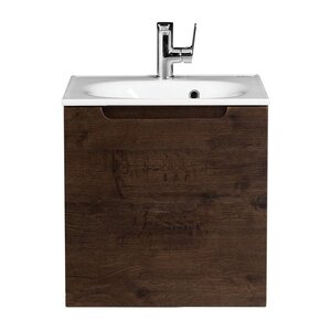 Изображение товара Тумба с раковиной BelBagno Etna 50 см, подвесная, цвет Rovere Moro, Etna-500-1A-SO-RW-P-L/CZR-1923-500 (выставочный образец, отсутствует упаковка)