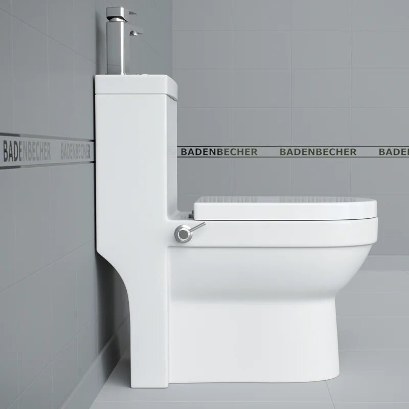 Изображение товара Комбоунитаз Badenbecher 8674ABW-1, со встроенным биде, раковиной и смесителем, крышка микролифт, белый