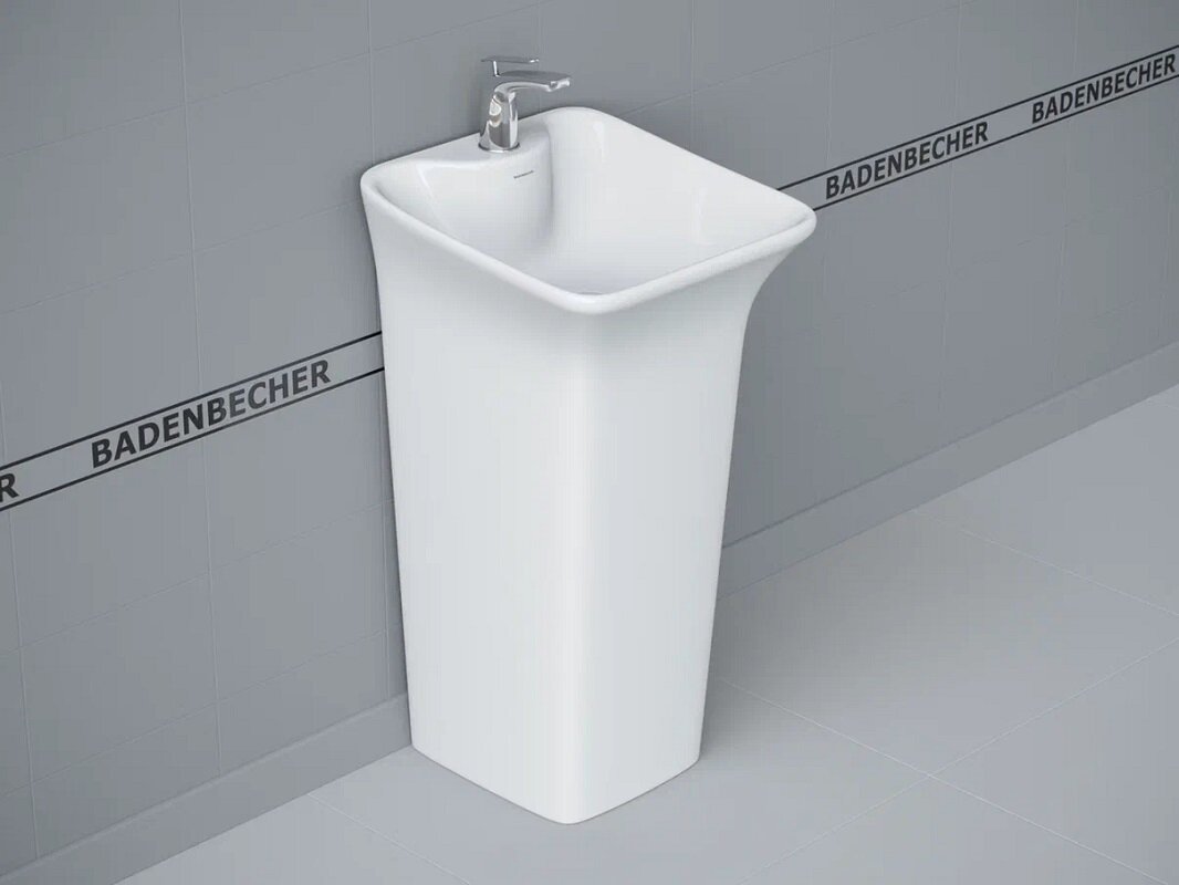 Изображение товара Напольная керамическая раковина Badenbecher 006W 44.5 см белая глянцевая