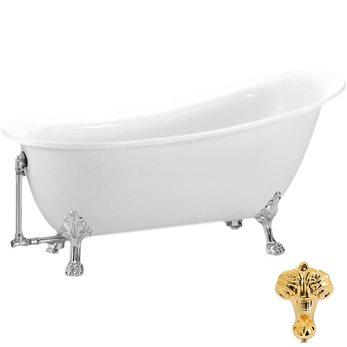 Изображение товара Ванна акриловая BelBagno 170 х 76 см, BB06-1700/BB04-SUP/BB-LEG-LION-ORO, ножки золото