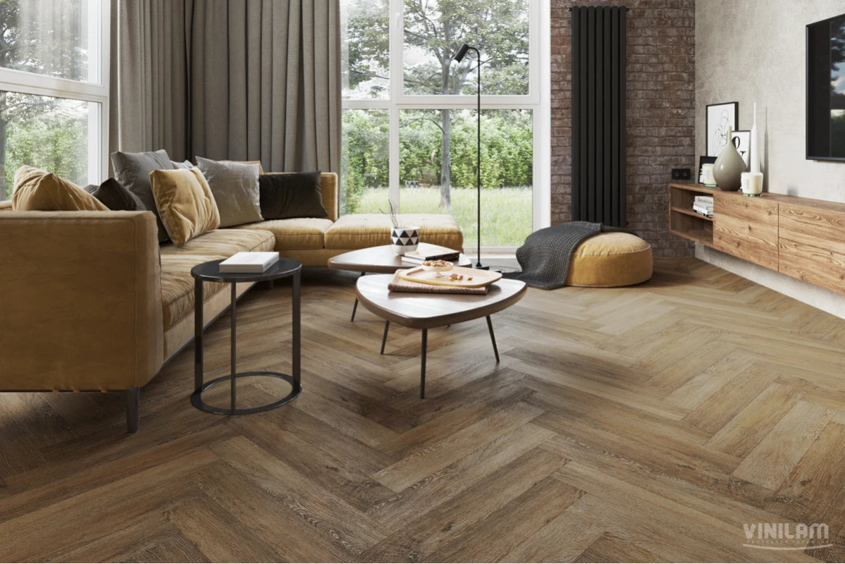 Изображение товара Виниловый паркет Vinilam Parquet Herringbone Тусон IS11377 120x720 мм водостойкий
