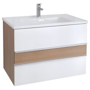 Изображение товара Тумба под раковину Jacob Delafon Lucien EB2057-E76-J5, 80 см, подвесная, цвет белый лак/дуб корбридж
