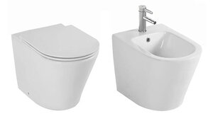 Изображение товара Комплект напольного унитаза с биде Jacob Delafon Rodin+, EBJ0002-00/EDAA102-00/E23280-00, белый