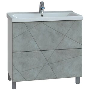 Изображение товара Тумба под раковину Vigo Geometry 800-0-2 (Como) 025 бетон, 80 см, напольная, белая/бетон