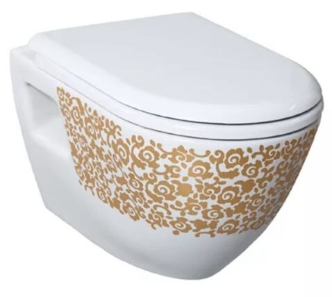 Изображение товара Подвесной унитаз Creavit TP325 с декором золото и цветы