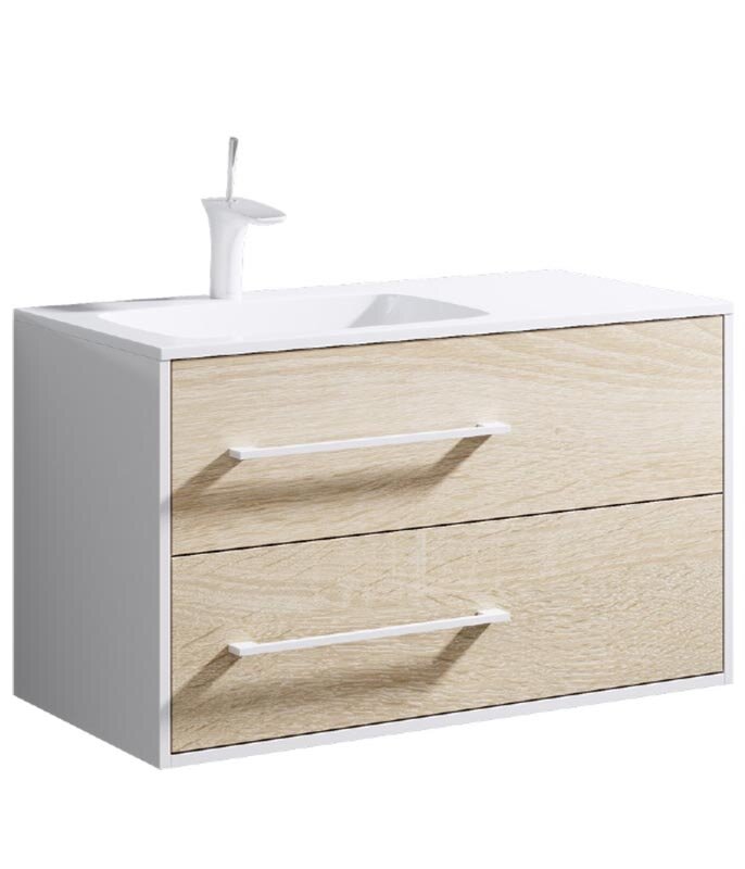 Изображение товара Подвесная тумба под раковину Aqwella Miami 90 дуб сонома с двумя ящиками