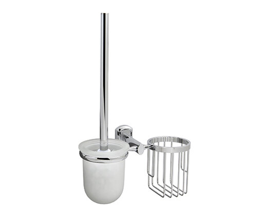 Изображение товара Держатель освежителя воздуха и ершик для унитаза WasserKraft Oder, K-3035, хром/серый