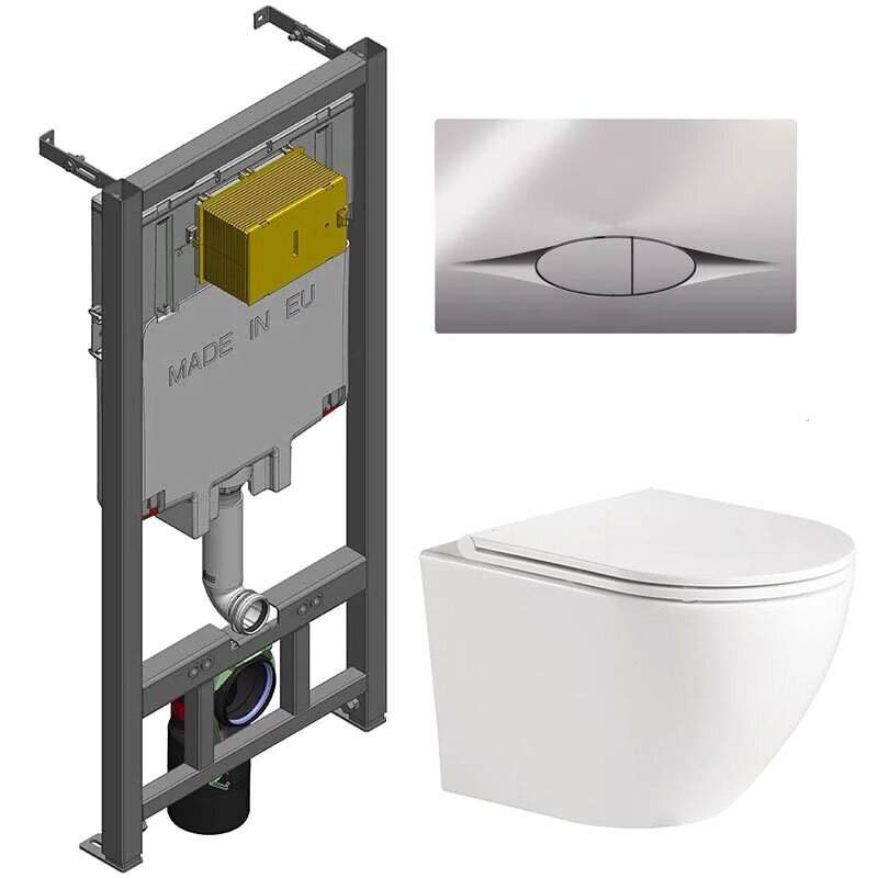 Изображение товара Инсталляция Jacob Delafon с безободковым унитазом BelBagno и сиденьем микролифт