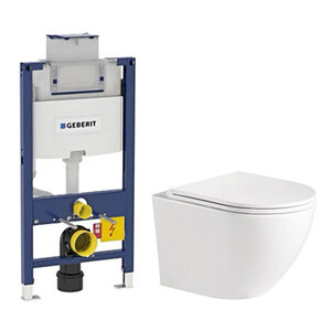 Изображение товара Инсталляция Geberit Omega с безободковым унитазом BelBagno, сиденье микролифт, 111.030.00.1/BB046CHR/BB2111SC