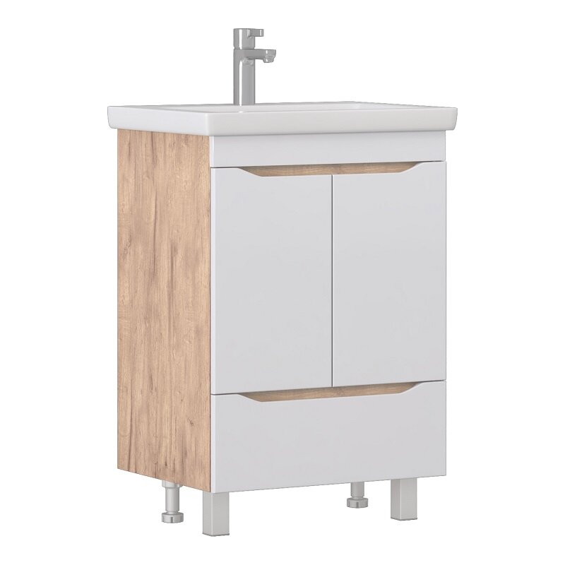 Изображение товара Тумба под раковину Vigo Grani 600-2-1 60 см белая/дуб золотой