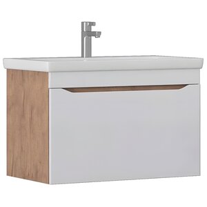 Изображение товара Тумба под раковину Vigo Grani 800-0-1 (Como) 166 дуб золотой, 80 см, подвесная, белая/дуб золотой