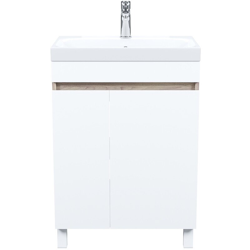 Изображение товара Тумба с раковиной Iddis Zodiac ZOD6ADFi95K, 60 см, напольная, белый матовый/дерево
