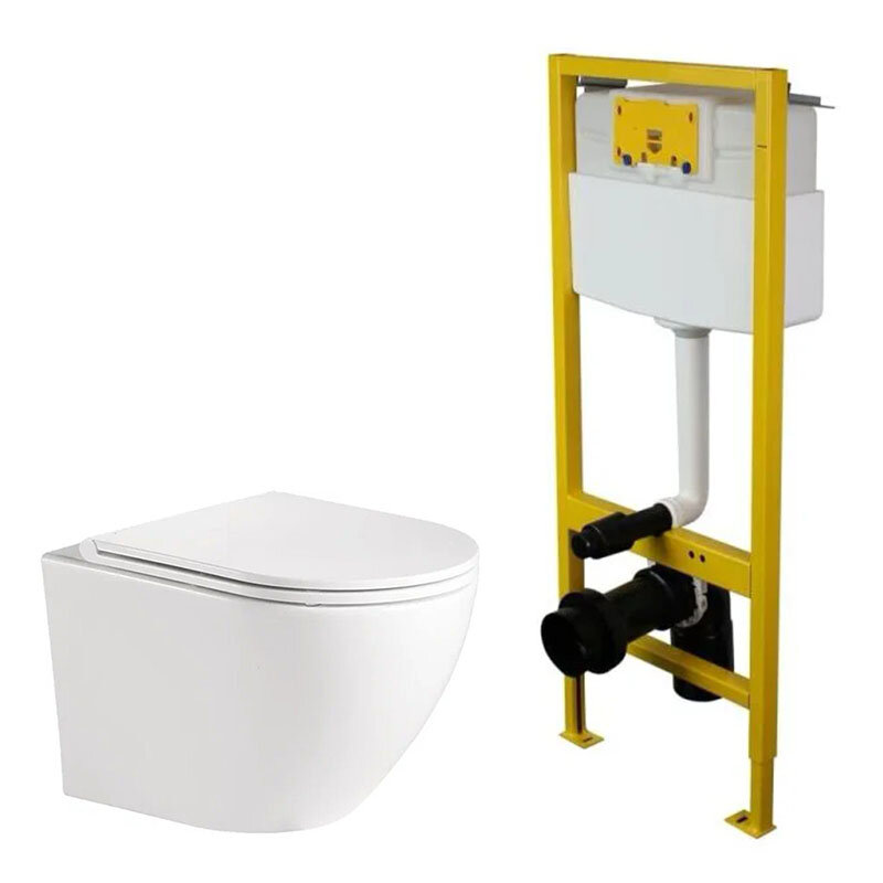 Изображение товара Инсталляция для унитаза BelBagno с безободковым унитазом и сиденьем микролифт EIN500.1120