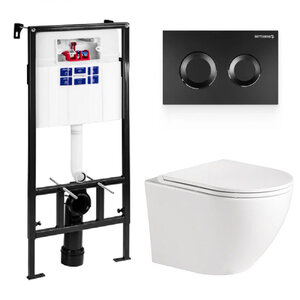 Изображение товара Инсталляция Bettoserb Sava Fix Slim с безободковым унитазом BelBagno, сиденье микролифт, клавиша смыва, SET40006467/BB046CHR/BB2111SC