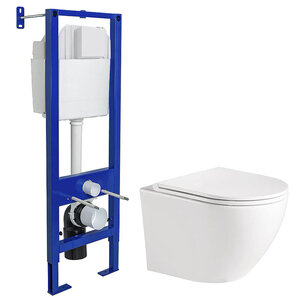 Изображение товара Инсталляция Berges Atom с безободковым унитазом BelBagno, сиденье микролифт, 040330/BB046CHR/BB2111SC