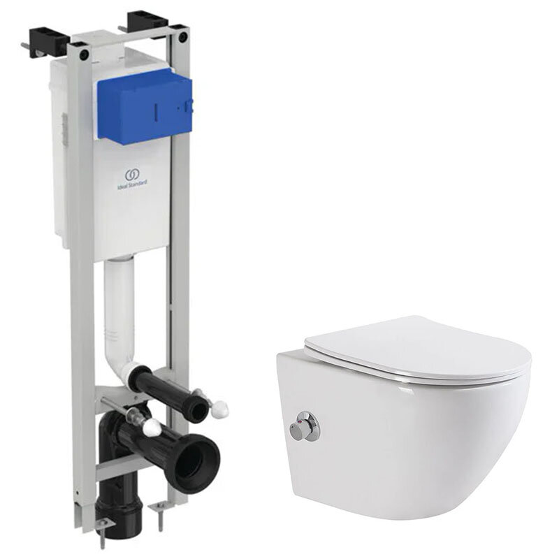 Изображение товара Инсталляция Ideal Standard с безободковым унитазом BelBagno UNO, сиденье микролифт