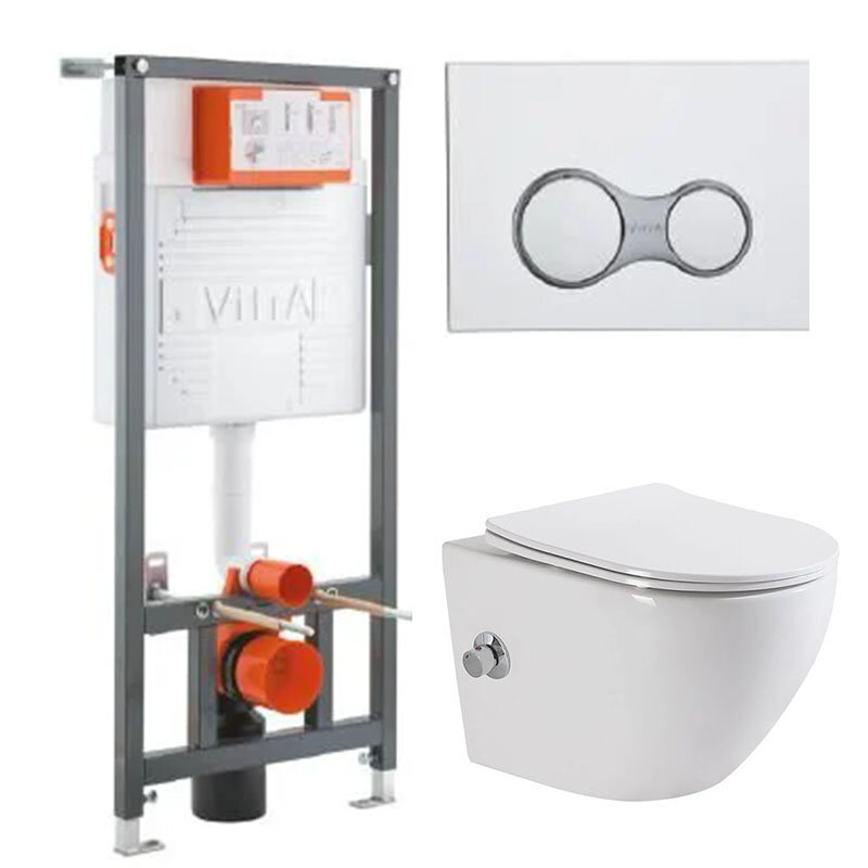 Изображение товара Инсталляция Vitra Rapid с безободковым унитазом BelBagno UNO и функцией биде