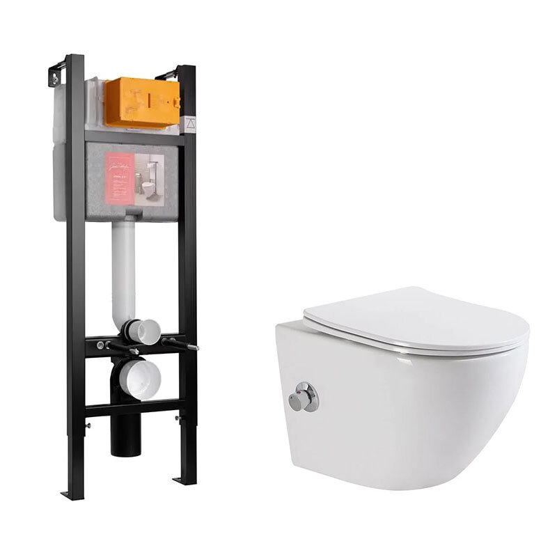 Изображение товара Подвесной безободковый унитаз BelBagno UNO с инсталляцией Jacob Delafon