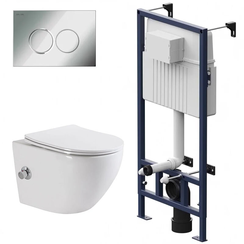 Изображение товара Инсталляция и безободковый унитаз BelBagno UNO с биде и микролифтом