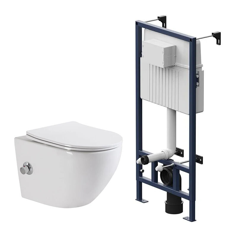 Изображение товара Инсталляция Am.Pm ProC с безободковым унитазом BelBagno UNO и сиденьем микролифт