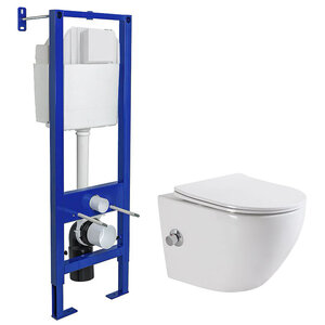 Изображение товара Инсталляция Berges Atom с безободковым унитазом BelBagno UNO, сиденье микролифт, 040330/BB3105CHR-BS/SC